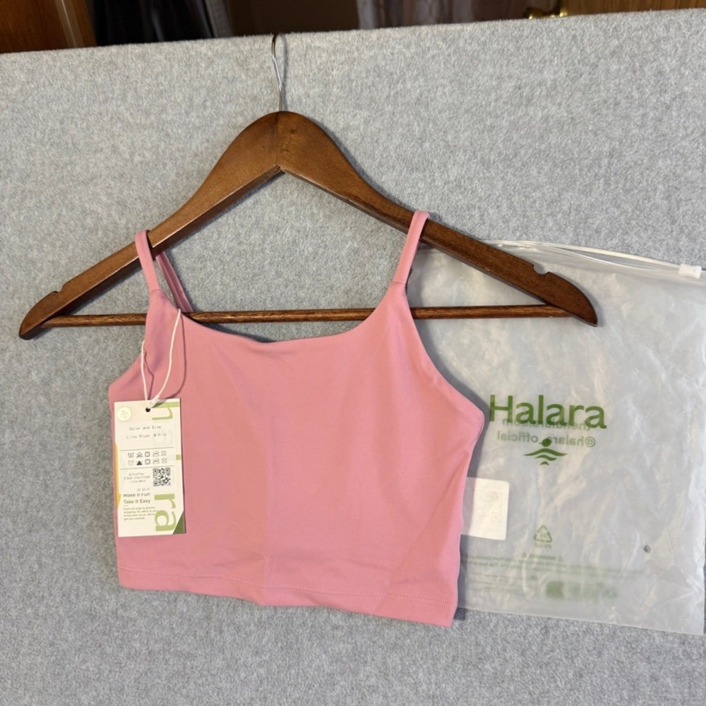 Halara Tank Top Athleisure Size M/9-10 Lilac Blush New Spaghetti Strap Crop